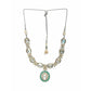 Gold and Silver Tone Neckpiece with Green Center Piece (Silver) - Ruby Raang | Swadesiicart