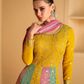Lorenvalley Fashion Yellow Faux Georgette Embroidery with Sequince Work Gown Stitched | Swadesiicart