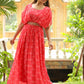 Janasya Pink Georgette Floral Gown | Swadesiicart