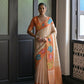 Vishnu Weaves Women's Orange banarasi Silk Saree with Blouse - Swadesiicart