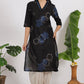 W for Woman Black Bold Floral Printed Pure Cotton Straight Kurta with Lace