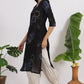 W for Woman Black Bold Floral Printed Pure Cotton Straight Kurta with Lace