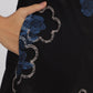 W for Woman Black Bold Floral Printed Pure Cotton Straight Kurta with Lace