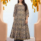 W for Woman Beige Geometric Printed Embroidered Anarkali Cotton Kurta