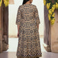 W for Woman Beige Geometric Printed Embroidered Anarkali Cotton Kurta