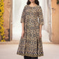 W for Woman Beige Geometric Printed Embroidered Anarkali Cotton Kurta