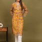 W for Woman Yellow Floral Printed Straight Kota Kurta