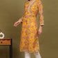 W for Woman Yellow Floral Printed Straight Kota Kurta