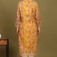 W for Woman Yellow Floral Printed Straight Kota Kurta