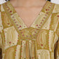 W for Woman Green Paisley Printed Cotton Crepe Gathered Kurta with Mirror Embroidery