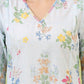 W for Woman Blue Floral Printed Pure Cotton A-line Kurta with Thread Embroidery