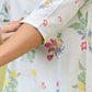 W for Woman Blue Floral Printed Pure Cotton A-line Kurta with Thread Embroidery