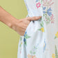 W for Woman Blue Floral Printed Pure Cotton A-line Kurta with Thread Embroidery