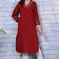 W for Woman Pink Paisley Printed Thread Embroidered Crepe Flared Kurta