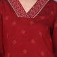 W for Woman Pink Paisley Printed Thread Embroidered Crepe Flared Kurta