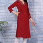 W for Woman Pink Paisley Printed Thread Embroidered Crepe Flared Kurta