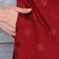 W for Woman Pink Paisley Printed Thread Embroidered Crepe Flared Kurta