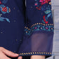 W for Woman Blue Floral Printed Rayon Straight Kurta