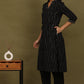 W for Woman Black Yarn Dyed Floral Embroidered Pure Cotton Straight Kurta