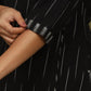 W for Woman Black Yarn Dyed Floral Embroidered Pure Cotton Straight Kurta