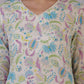 W for Woman Beige Floral Printed Pure Cotton Straight Kurta and Slim Pant Set