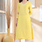 W for Woman Yellow Floral Printed A-Line Viscose Kurta