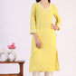 W for Woman Yellow Floral Printed A-Line Viscose Kurta