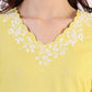 W for Woman Yellow Floral Printed A-Line Viscose Kurta