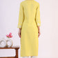 W for Woman Yellow Floral Printed A-Line Viscose Kurta