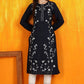 W for Woman Black Thread Embroidered Cotton Modal Straight Kurta