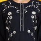 W for Woman Black Thread Embroidered Cotton Modal Straight Kurta