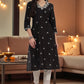 W for Woman Black Bandhani Printed Pure Cotton Straight Kurta