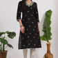 W for Woman Black Bandhani Printed Pure Cotton Straight Kurta