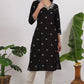 W for Woman Black Bandhani Printed Pure Cotton Straight Kurta