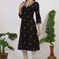 W for Woman Black Bandhani Printed Pure Cotton Straight Kurta