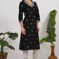 W for Woman Black Bandhani Printed Pure Cotton Straight Kurta