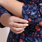 W for Woman Blue Bold Floral Printed Cotton Cambric Straight Kurta