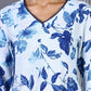 W for Woman Blue Floral Printed Lace Rayon Flared Kurta