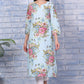 W for Woman Blue Floral Printed Pure Cotton Straight Kurta