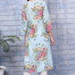 W for Woman Blue Floral Printed Pure Cotton Straight Kurta