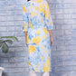 W for Woman Bue Floral Printed Pure Cotton Straight Kurta with Lace
