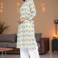 W for Woman Aqua Green Printed Modal Straight Kurta