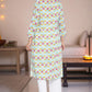 W for Woman Aqua Green Printed Modal Straight Kurta