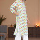W for Woman Aqua Green Printed Modal Straight Kurta