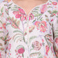 W for Woman Off-White Floral Printed Kota Straight Kurta with Lace