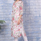 W for Woman Off-White Floral Printed Kota Straight Kurta with Lace