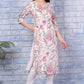 W for Woman Off-White Floral Printed Kota Straight Kurta with Lace