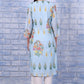 W for Woman Blue Floral Printed Chanderi A-Line Kurta