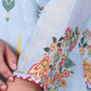 W for Woman Blue Floral Printed Chanderi A-Line Kurta