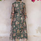 W for Woman Green Floral Print Dori Embroidery Straight Kota Doria Kurta